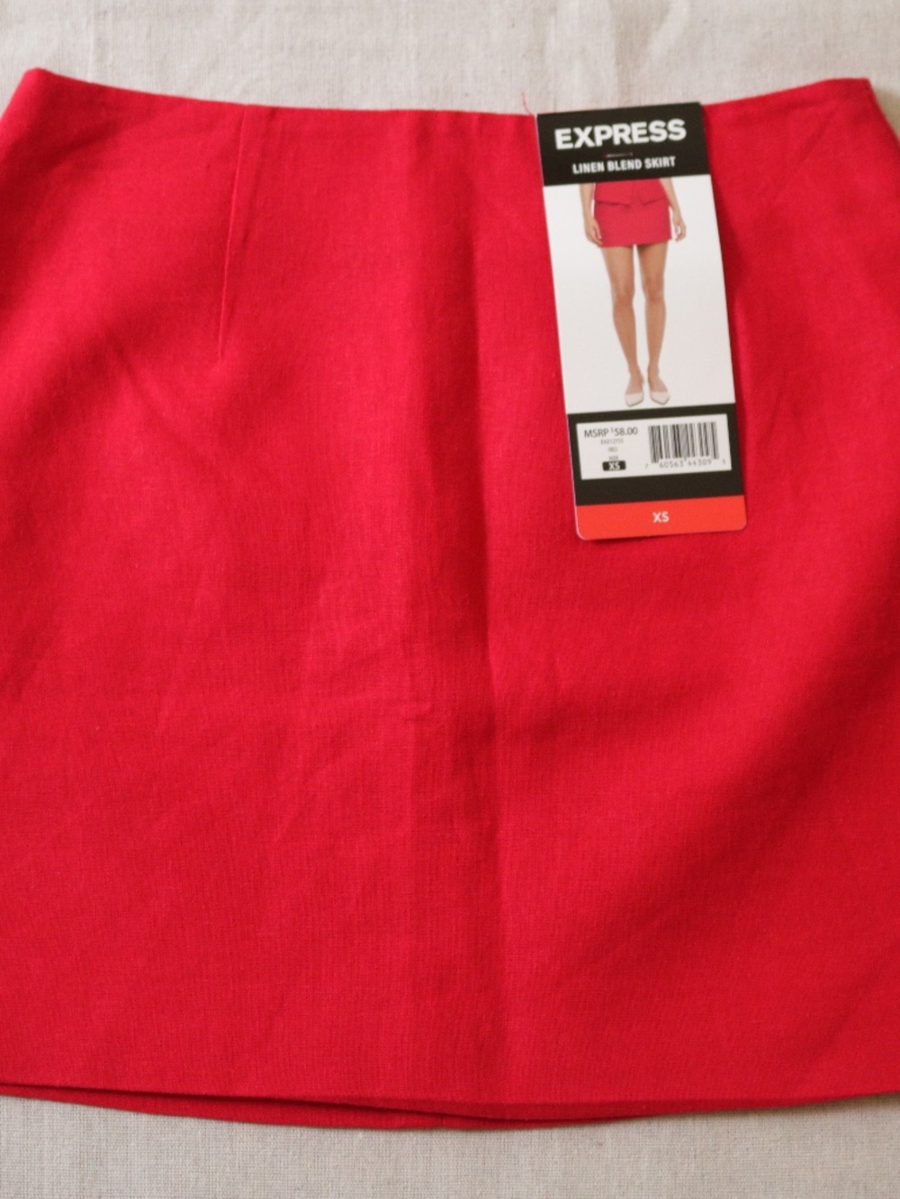 Express Linen Blend Mini Skirt Women's Size XS Red NWT $58 MSRP Holiday Party